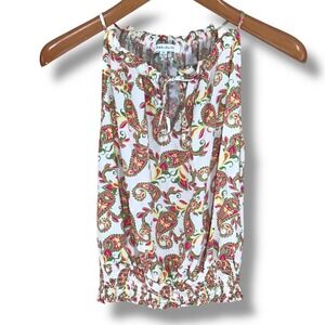 ROSE + OLIVE Womens Paisley Print Halter Neck Smocked Top Size M
